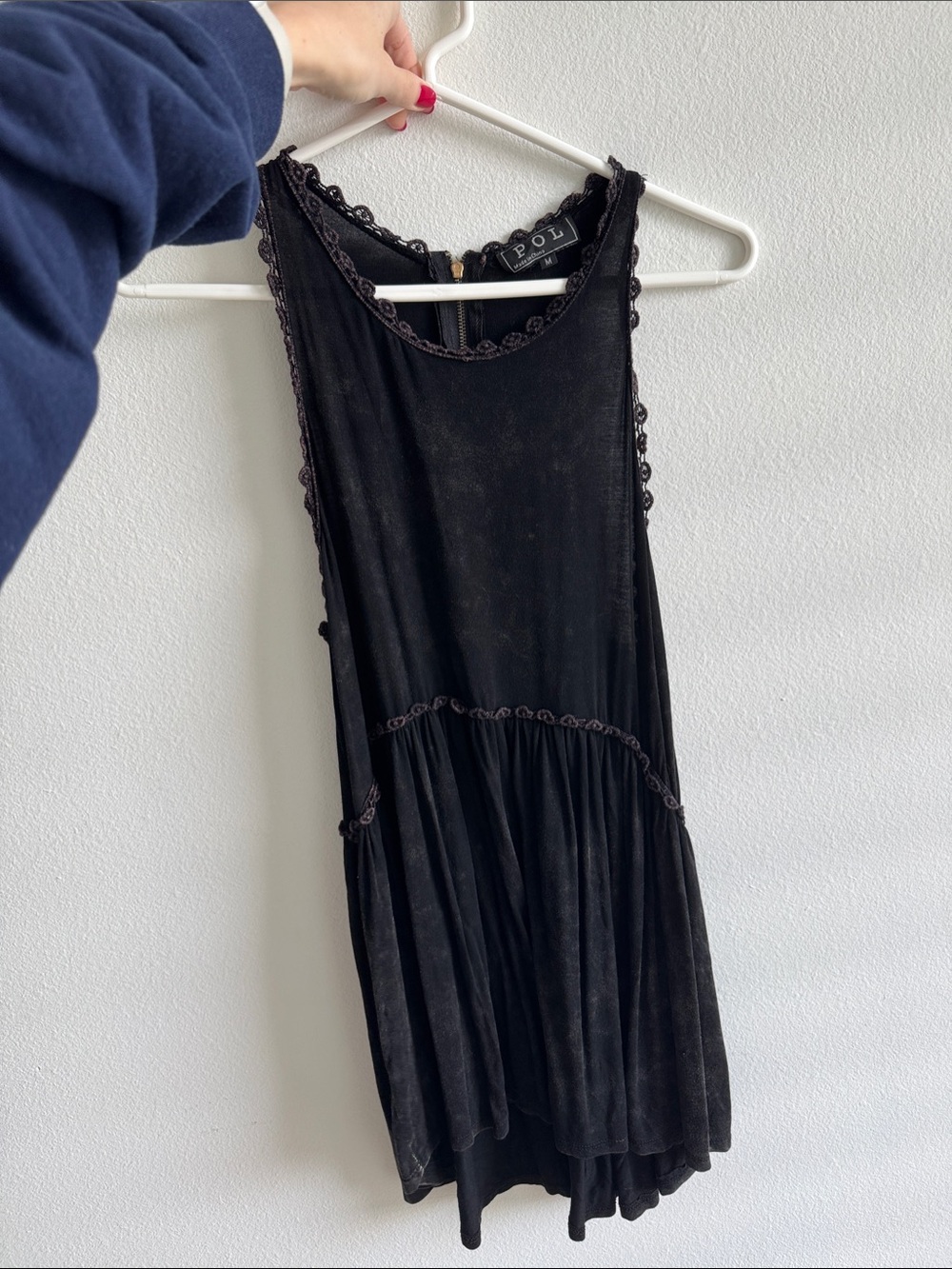 POL Black Sleeveless Top with Trim